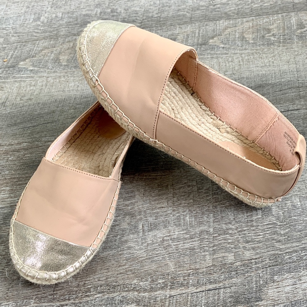 LOFT Metallic Gold Cap Pink Nude Espadrilles